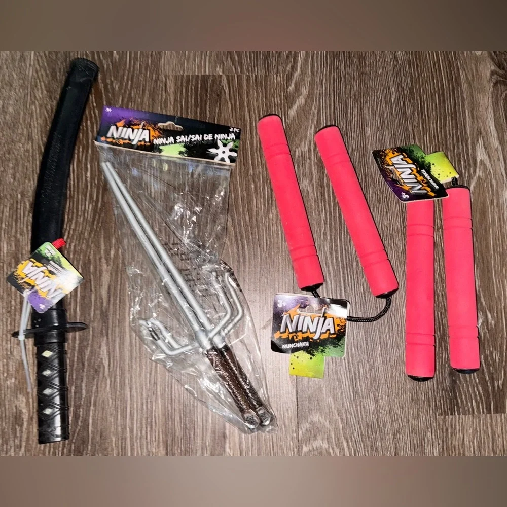 Ninja Black and Red Sword Nunchucks Sets